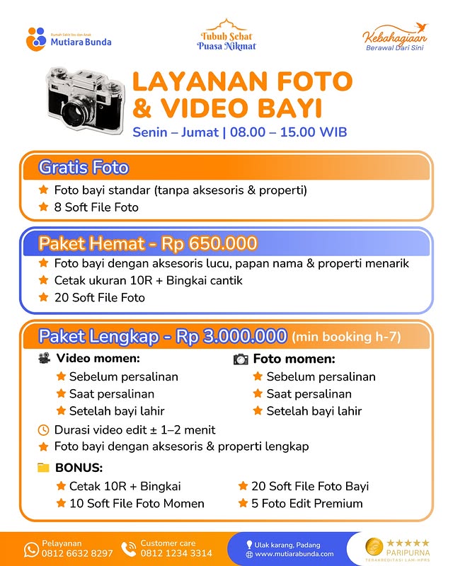 Layanan Foto dan Video Bayi RSIA Mutiara Bunda